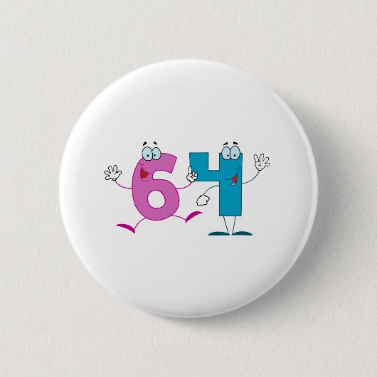 Happy Number 64 Ronde Button 5,7 Cm (Voorkant)
