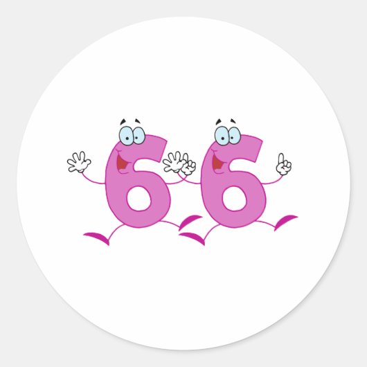 Happy Number 66 Ronde Sticker (Voorkant)