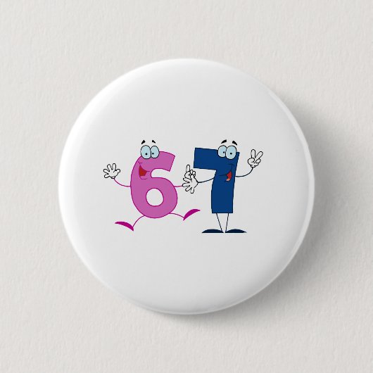 Happy Number 67 Ronde Button 5,7 Cm (Voorkant)