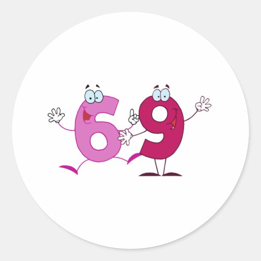 Happy Number 69 Ronde Sticker (Voorkant)