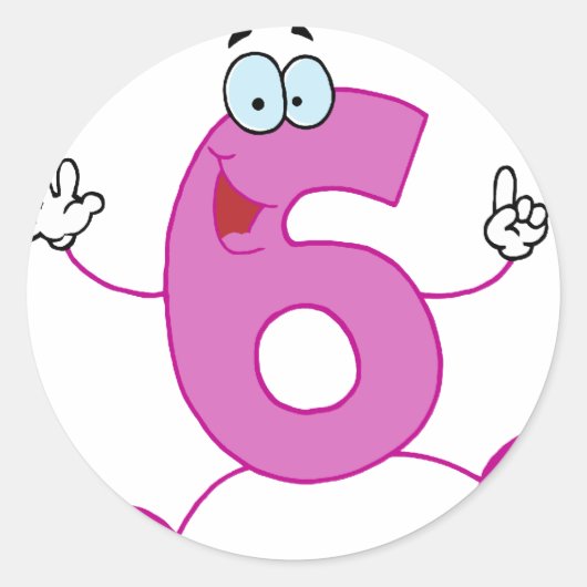 Happy Number 6 Ronde Sticker (Voorkant)