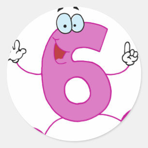 Happy Number 6 Ronde Sticker