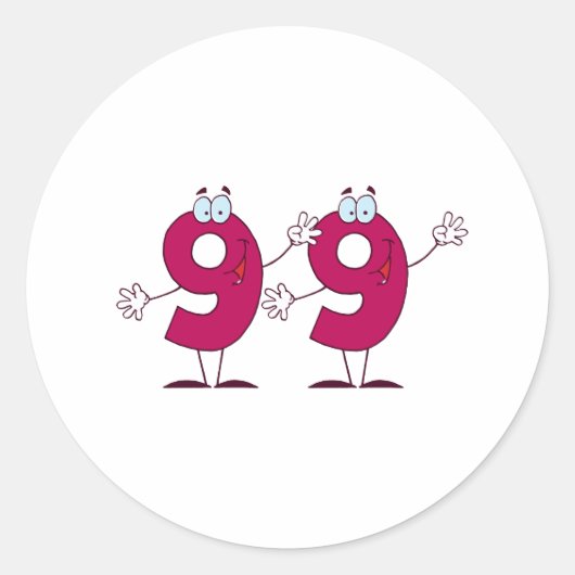 Happy Number 99 Ronde Sticker (Voorkant)