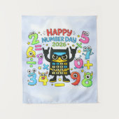 Happy Number Day 2026 Cute Calculator Math Design Wandkleed (Voorkant)