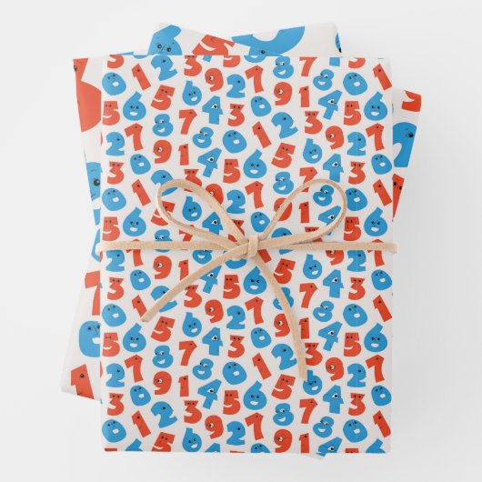 Happy Numbers print wrapping paper (In situ)