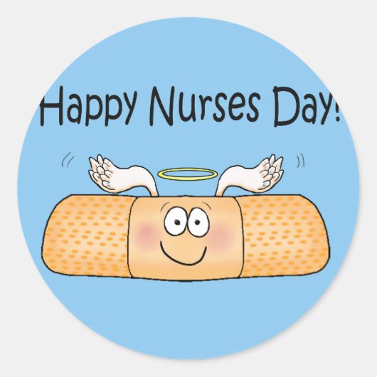 Happy Nurse Nurse's Day Whimsical Bandage Ronde Sticker (Voorkant)