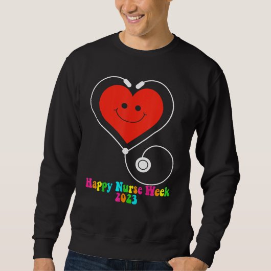 Happy Nurse Week 2023 Smiling Heart Groovy Style 1 Trui (Voorkant)
