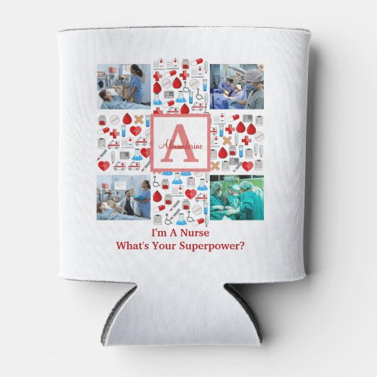 Happy Nurses Dag 4 Fotocollage dwarmonogram Blikjeskoeler (Voorkant)