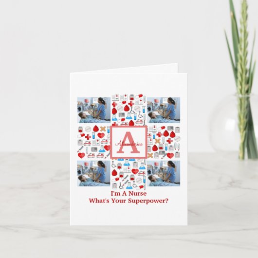 Happy Nurses Dag 4 Fotocollage dwarmonogram Feestdagen Kaart (Voorkant)