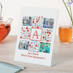 Happy Nurses Dag 4 Fotocollage dwarmonogram Reclamebord Met Voetstuk