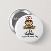 Happy Nurses Day Button Mannelijke zuster met Red  (Voorkant /achterkant)