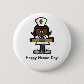 Happy Nurses Day Button - Vrouw bruine zuster (Voorkant)