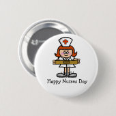 Happy Nurses Day Button Vrouw Nurse Red Hair (Voorkant /achterkant)