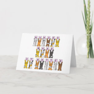 Happy Nurses Day Cartoon Cats in Bandages Kaart