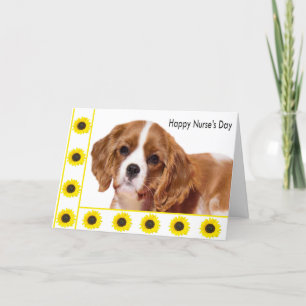 Happy Nurse's Day Cavalier King Puppy Zonnebloemen Kaart