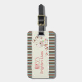 Happy Nurses Day, Cute Bird on Stripes Bagagelabel (Voorkant verticaal)