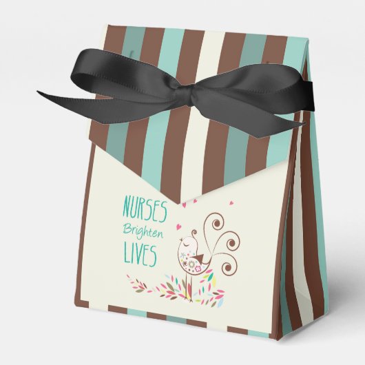 Happy Nurses Day, Cute Bird on Stripes Bedankdoosjes (Voorkant Zijde)
