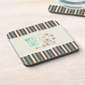 Happy Nurses Day, Cute Bird on Stripes Bier Onderzetter (Linkerzijde)