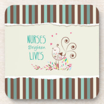 Happy Nurses Day, Cute Bird on Stripes