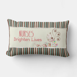 Happy Nurses Day, Cute Bird on Stripes Kussen