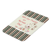 Happy Nurses Day, Cute Bird on Stripes Magneet (Linkerzijde)