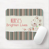 Happy Nurses Day, Cute Bird on Stripes Muismat (Met muis)