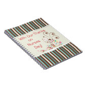 Happy Nurses Day, Cute Bird on Stripes Notitieboek (Rechterzijde)