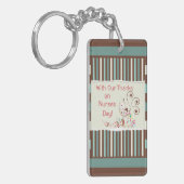 Happy Nurses Day, Cute Bird on Stripes Sleutelhanger (Voorkant Links)