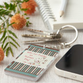 Happy Nurses Day, Cute Bird on Stripes Sleutelhanger (Voorkant Rechts)