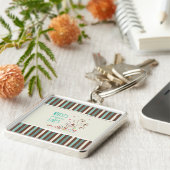 Happy Nurses Day, Cute Bird on Stripes Sleutelhanger (Zijkant)