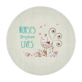 Happy Nurses Day, Cute Bird on Stripes Snijplank