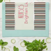 Happy Nurses Day, Cute Bird on Stripes Theedoek (Gevouwen)