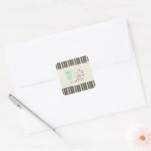 Happy Nurses Day, Cute Bird on Stripes Vierkante Sticker (Envelop)