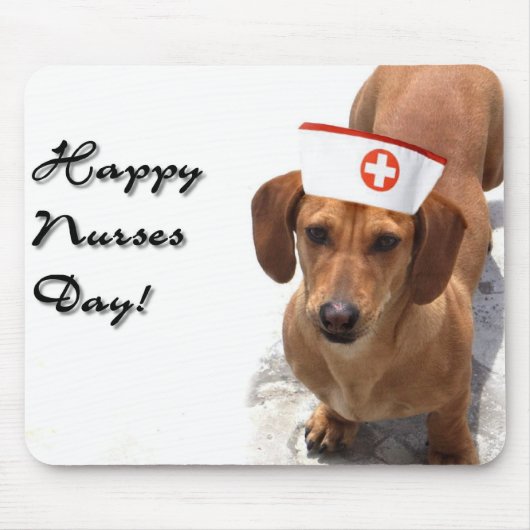 Happy Nurses Day Dachshund mousepad Muismat (Voorkant)