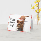 Happy Nurses Day Dachshund wenskaart Kaart (Gele Bloem)
