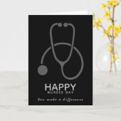 Happy Nurses Day Gray Stethoscope Illustratie Kaart (Gele Bloem)
