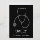 Happy Nurses Day Gray Stethoscope Illustratie Kaart (Voorkant / Achterkant)