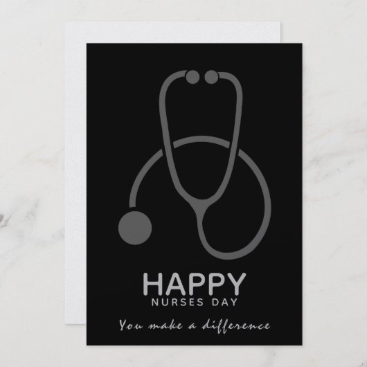 Happy Nurses Day Gray Stethoscope Illustratie Kaart (Voorkant / Achterkant)