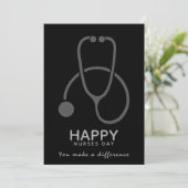 Happy Nurses Day Gray Stethoscope Illustratie Kaart (Staand voorkant)