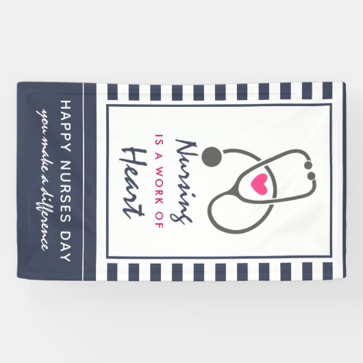 Happy Nurses Day Gray Stethoscope Illustration Spandoek (Horizontaal)