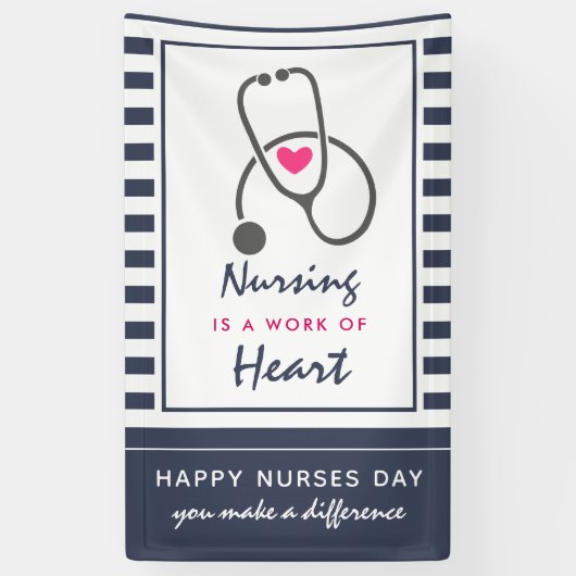 Happy Nurses Day Gray Stethoscope Illustration Spandoek (Verticaal)