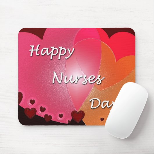 Happy Nurses Day Hearts Muismat (Met muis)