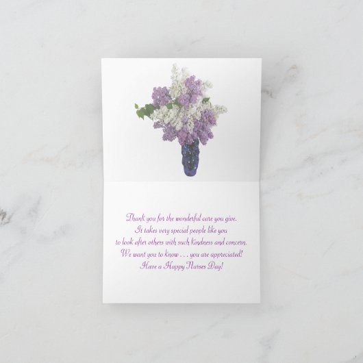 Happy Nurses Day - Lila bloemen Kaart (Binnen)