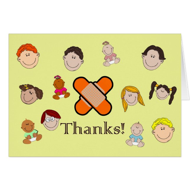 Happy Nurse's Day met kinderen gezegde bedankt (Voorkant Horizontaal)