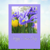 Happy Nurses Day Paarse iris en gele tulpen Kaart