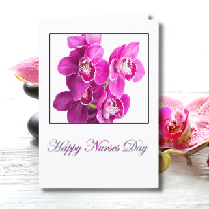 Happy Nurses Day Paarse phalaenopsis orchideeën Kaart
