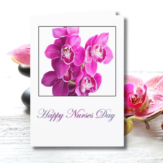 Happy Nurses Day Paarse phalaenopsis orchideeën Kaart
