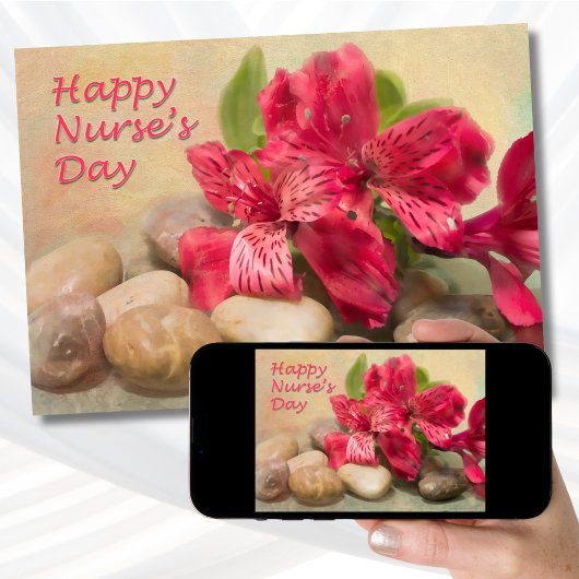 Happy Nurses Day Rode Peruaanse lelies Kaart