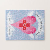 Happy Nurses Day Roze Hart met Vleugels Personalis Legpuzzel (Horizontaal)