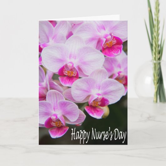 Happy Nurse's Day Roze Orchids Kaart (Voorkant)